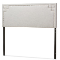 Baxton Studio BBT6575-Greyish Beige-Full HB Geneva Upholstered Full Size Headboard